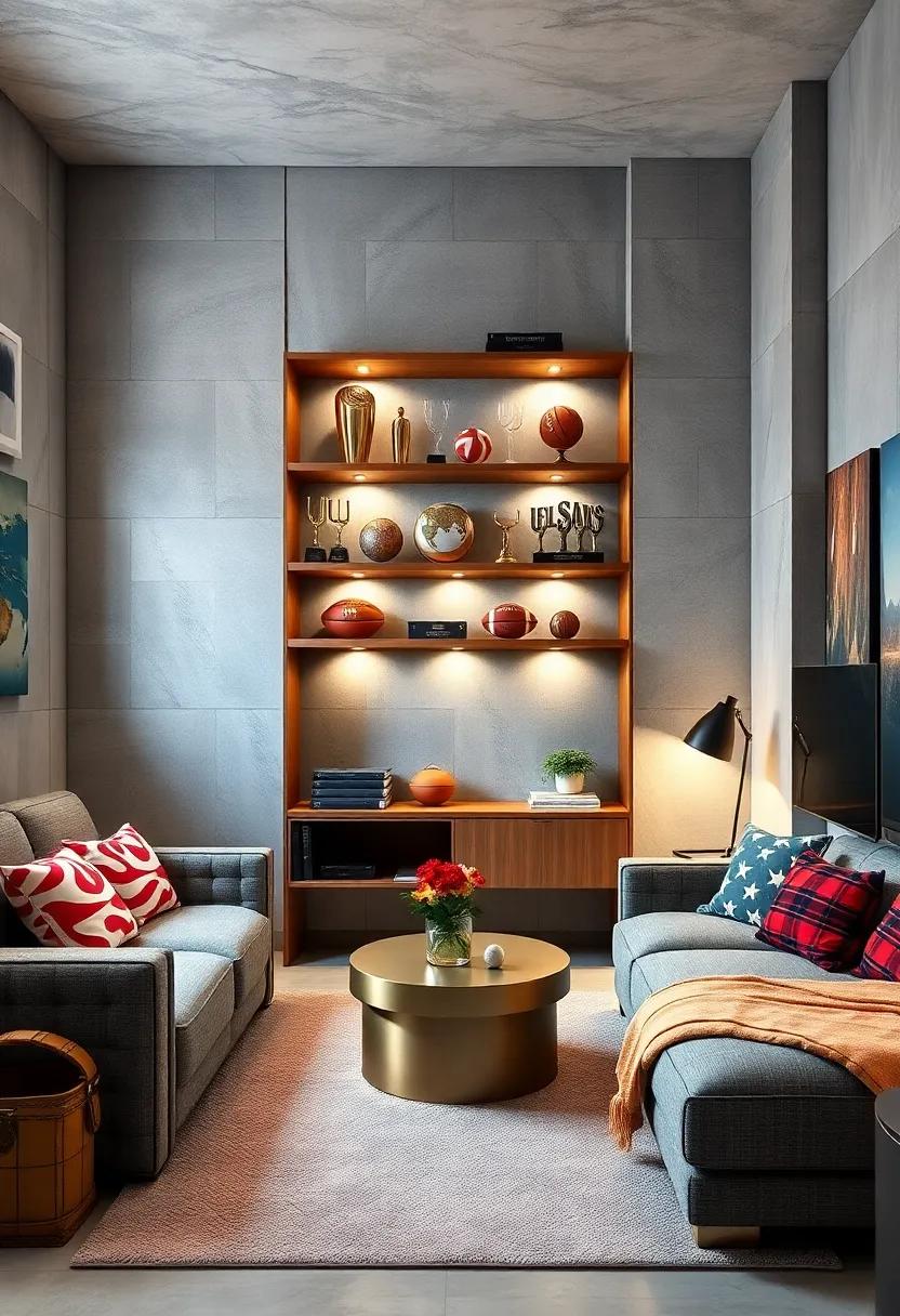 A trophy case or display shelf to showcase achievements and awards