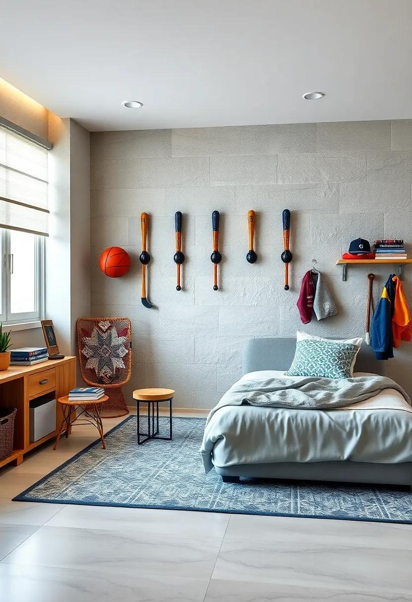 Wall hooks designed like⁤ baseball bats or‍ hockey sticks for hanging gear