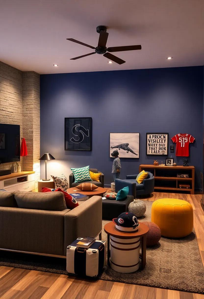 Sports Fan Zone:⁢ Display ⁢favorite team colors, memorabilia,‌ and versatile furniture designed for active play and ⁢relaxation