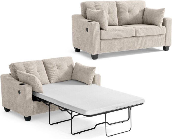 Our Take on the CHIC HOUSE Full-Size Corduroy Sofa Bed with Perks