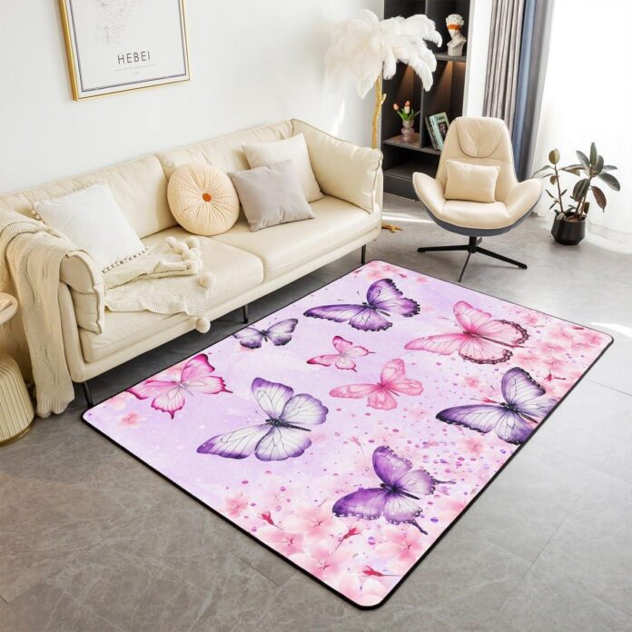 Our Honest Take on the Pink Purple Butterflies Pastel Rug