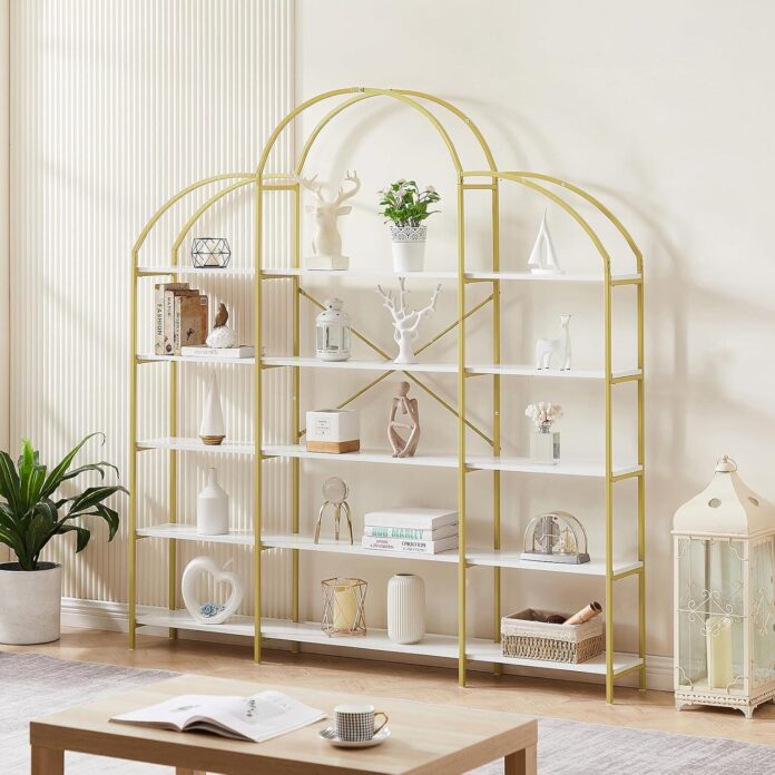 How We Elevated Our Space with the 74.8″ Modern Gold Bookshelf