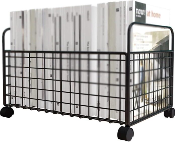 How We Organize with the Mobile Iron Bookcase on Wheels