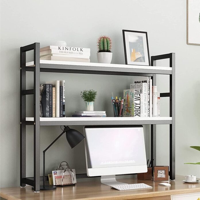 How We Organized Our Desk with an Adjustable 2-Layer Bookshelf