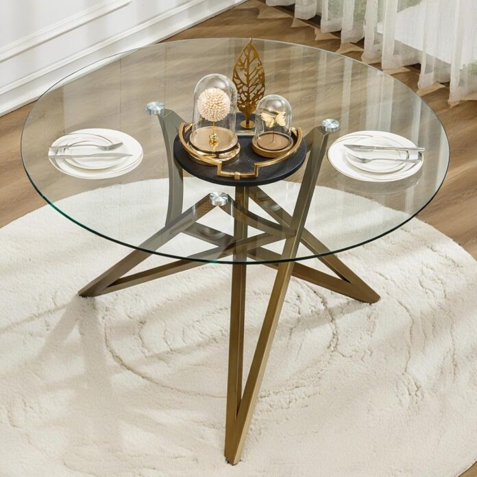 Why We Love Our Modern Round Glass Dining Table with Brass Legs