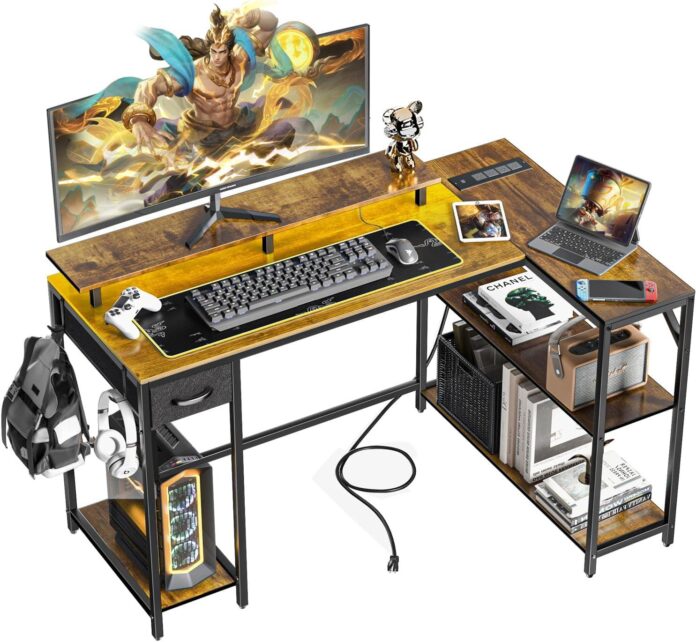 Why We Love (and Test) This 47″ L-Shaped Desk with LED Power