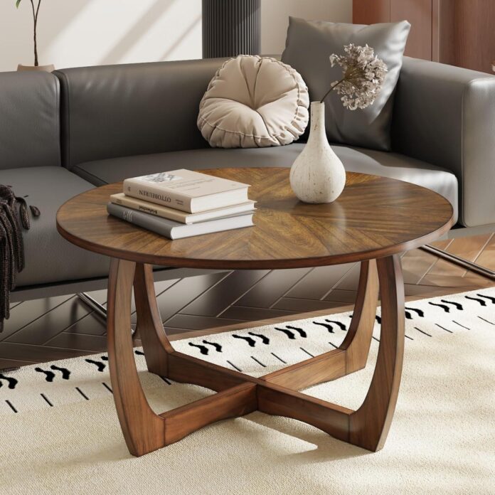 Our Honest Take on the Rustic Brown Mid-Century Round Coffee Table