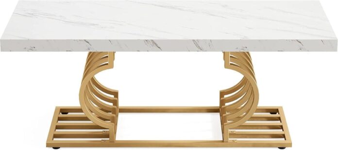 Why We Love Our Elegant Faux Marble Coffee Table With Gold Frame