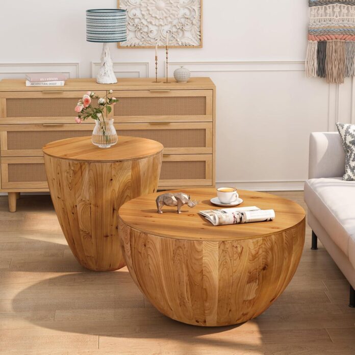 Discovering Vintage Charm: Our Take on the 2-Piece Barrel Coffee Table Set