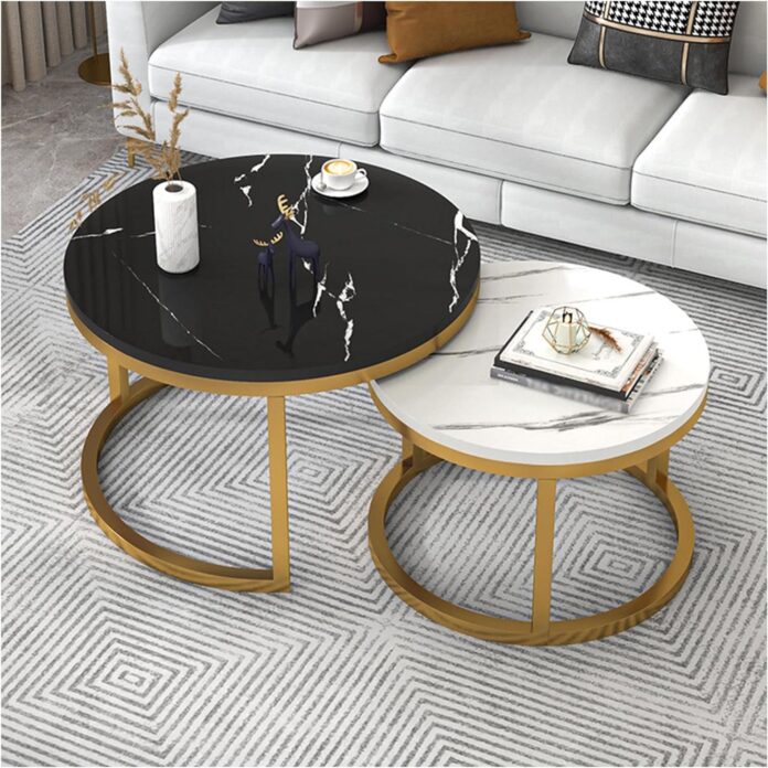 Our Take on Nesting Round Coffee Tables with Gold Metal Flair