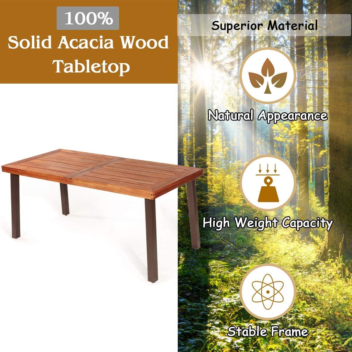 How We Loved the Tangkula Acacia Wood Table for Indoor & Outdoor use