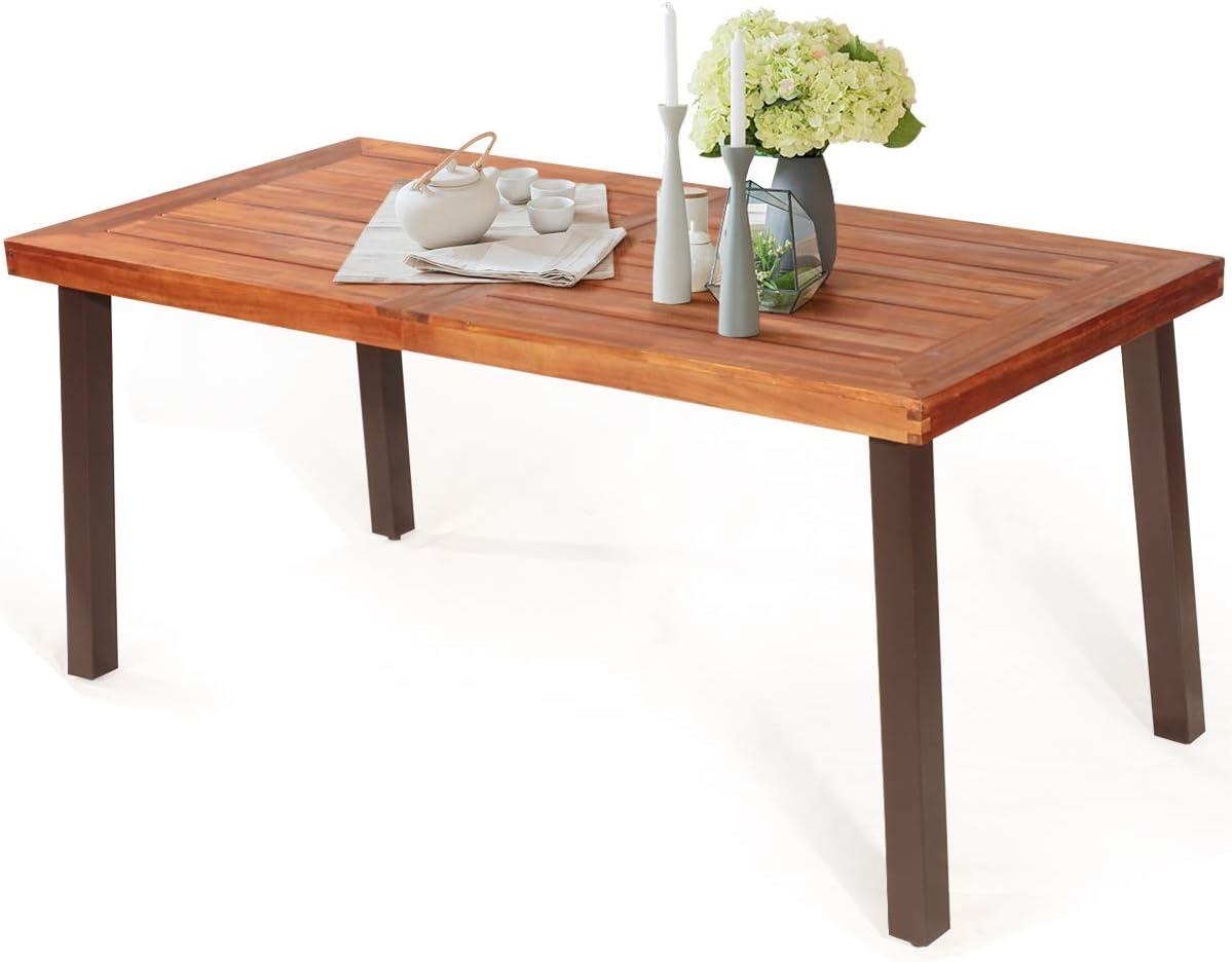 How We Loved the Tangkula Acacia Wood Table for Indoor & Outdoor Use