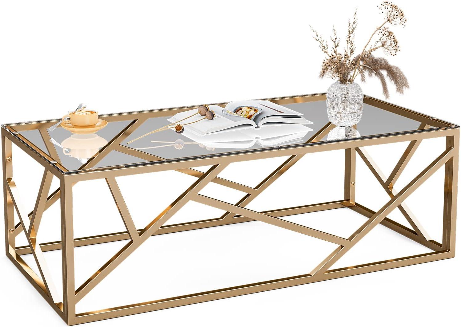 Our Take on the IKIFLY Gold Glass‍ Coffee Table's Modern Elegance