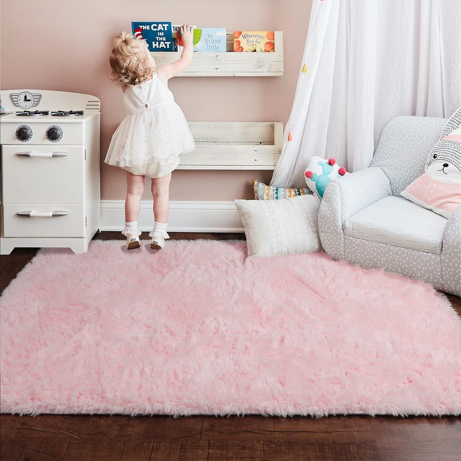 Our Cozy Pick: Fluffy Pink Area Rug Perfect for Kids' Rooms