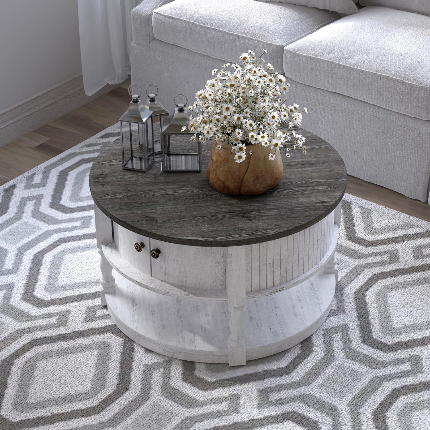 Our Honest Take: Stylish & Sturdy Farmhouse Round Coffee Table with Storage