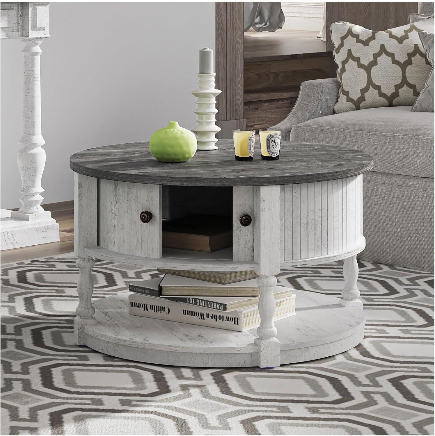 Our Honest Take: Stylish & Sturdy ⁢Farmhouse Round Coffee Table with Storage