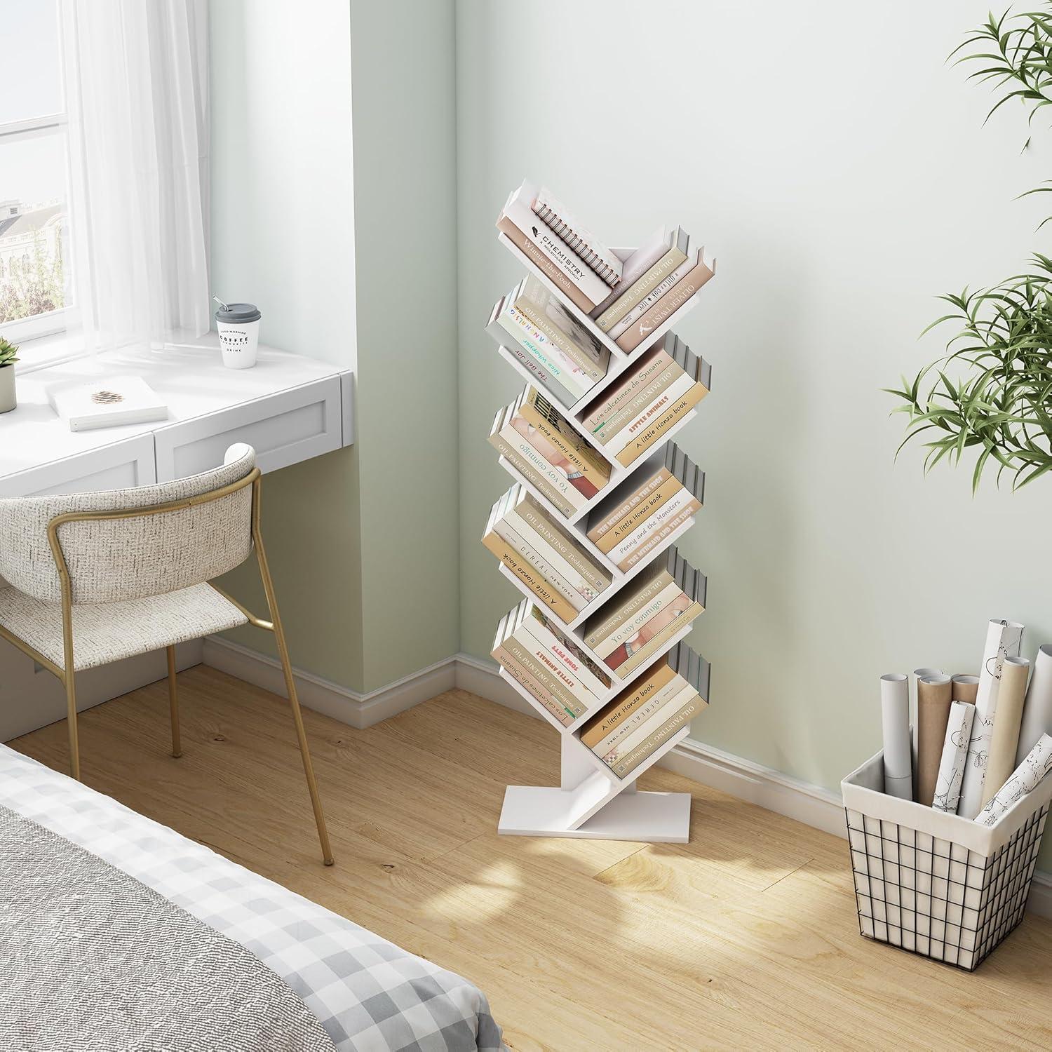 How We Loved the Hoctieon 10-Tier Tree Bookshelf's Space-Saving Design