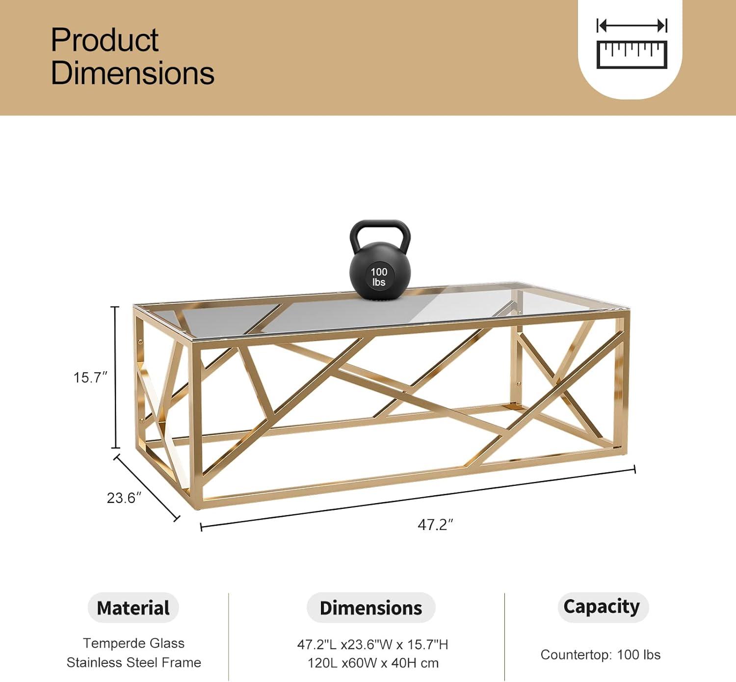 Our Take on the IKIFLY Gold ‍Glass Coffee Table's Modern Elegance
