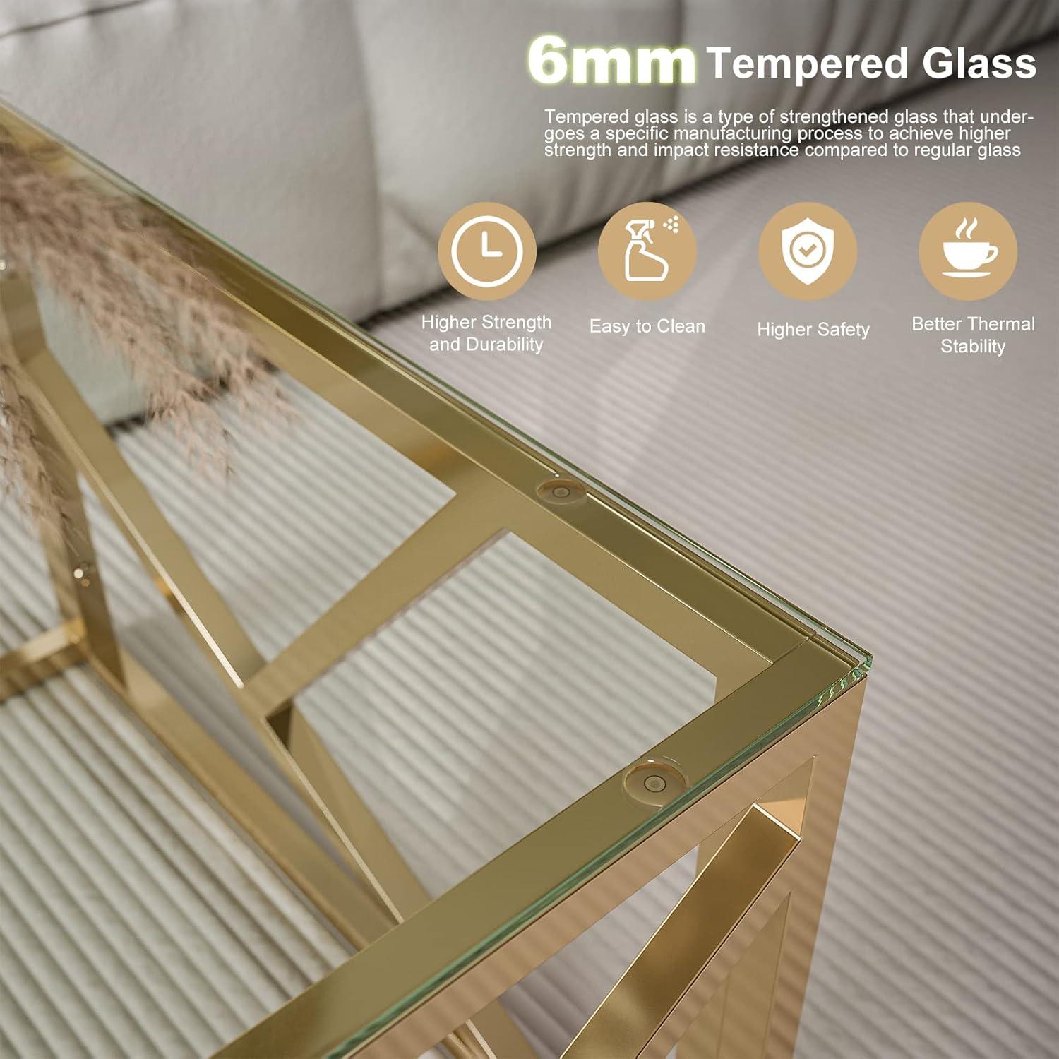 Our Take on the IKIFLY Gold Glass Coffee Table's Modern Elegance