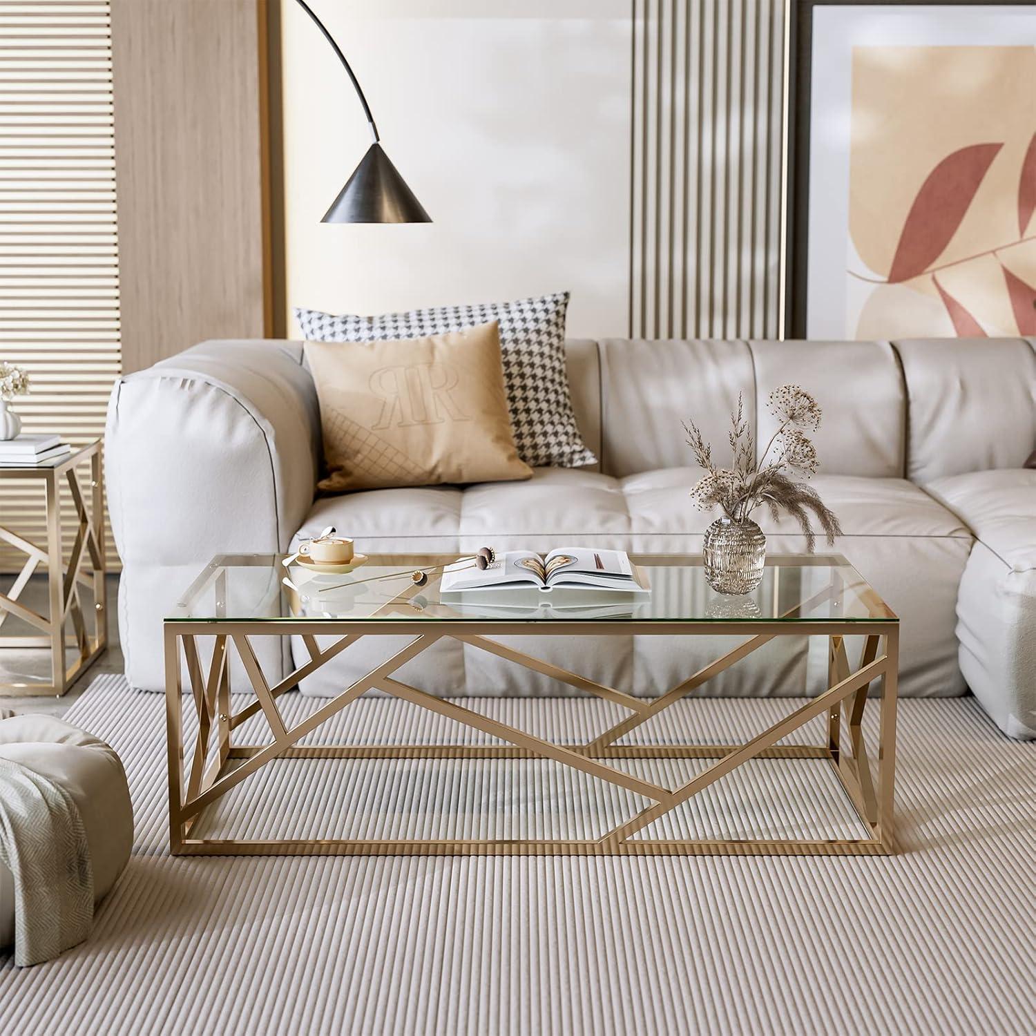 Our Take⁣ on the IKIFLY Gold Glass Coffee‌ table's Modern Elegance
