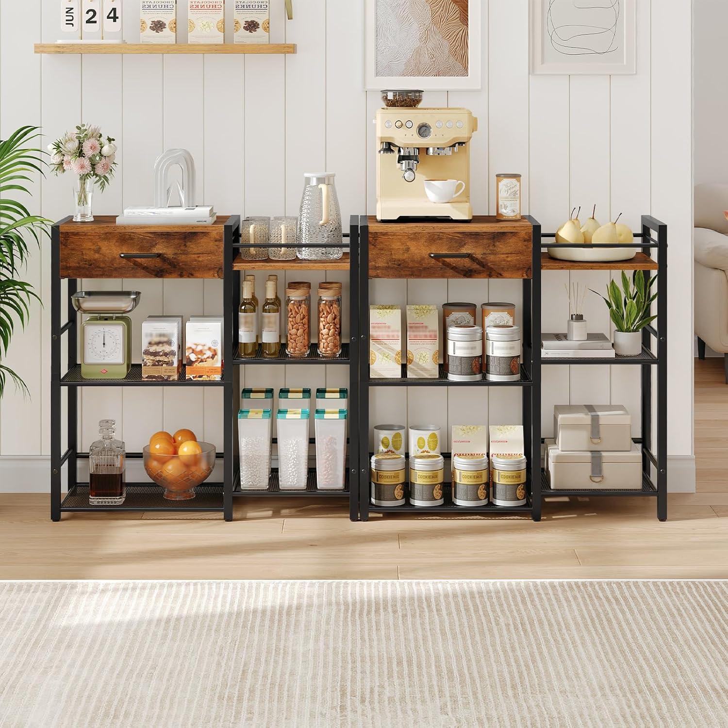 How We Organized Our Space with HOOBRO's Rustic Coffee Bar Cabinet