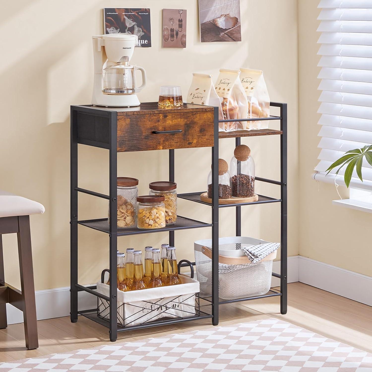 How We Organized Our Space with HOOBRO's Rustic Coffee Bar Cabinet