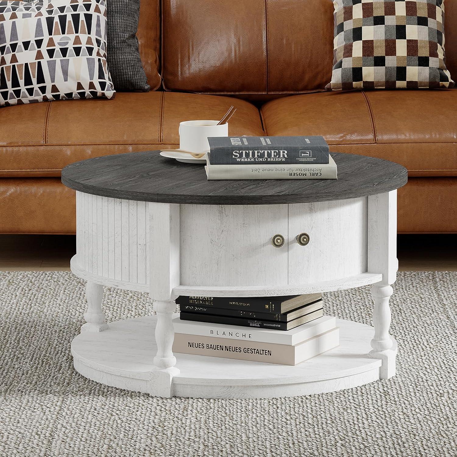 Our honest Take: Stylish & Sturdy Farmhouse Round Coffee Table with Storage