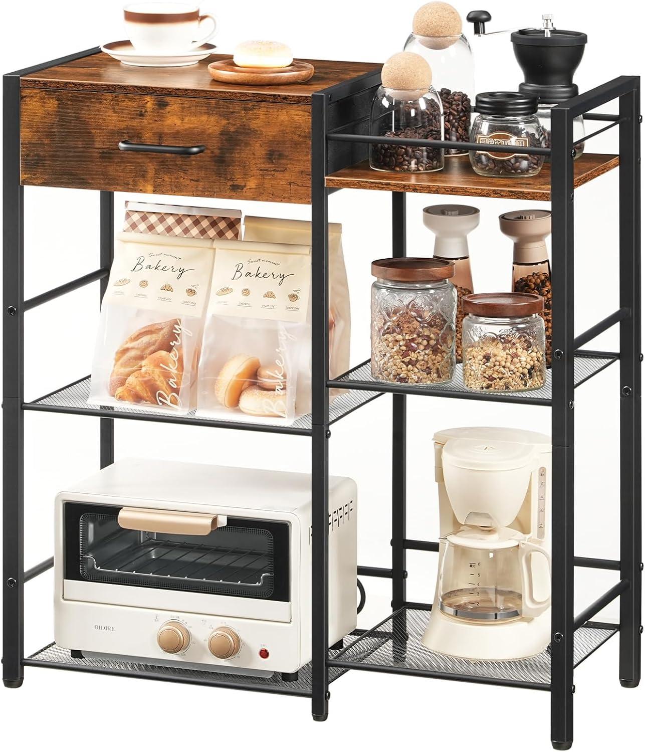 How We Organized Our Space with HOOBRO's Rustic Coffee Bar Cabinet