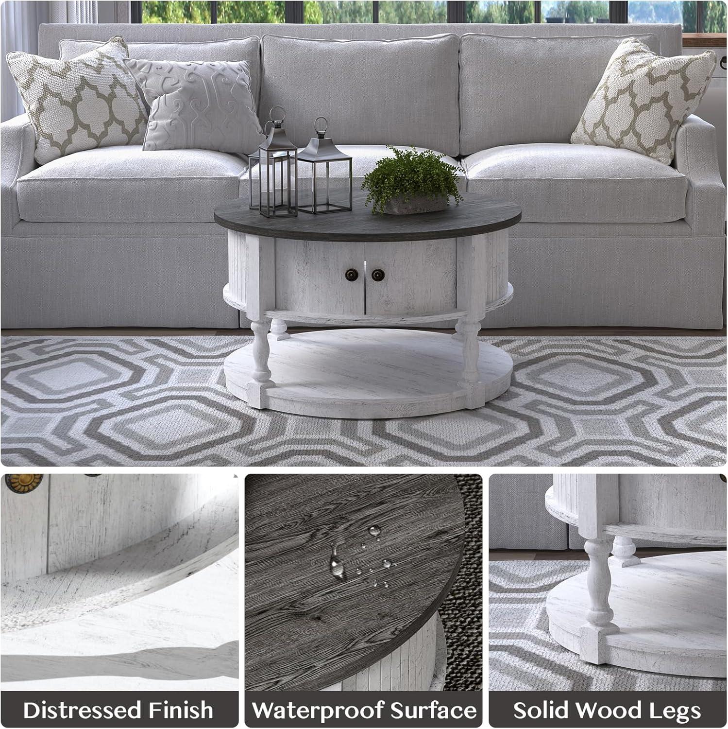 Our​ Honest Take: Stylish & Sturdy Farmhouse Round Coffee Table with Storage