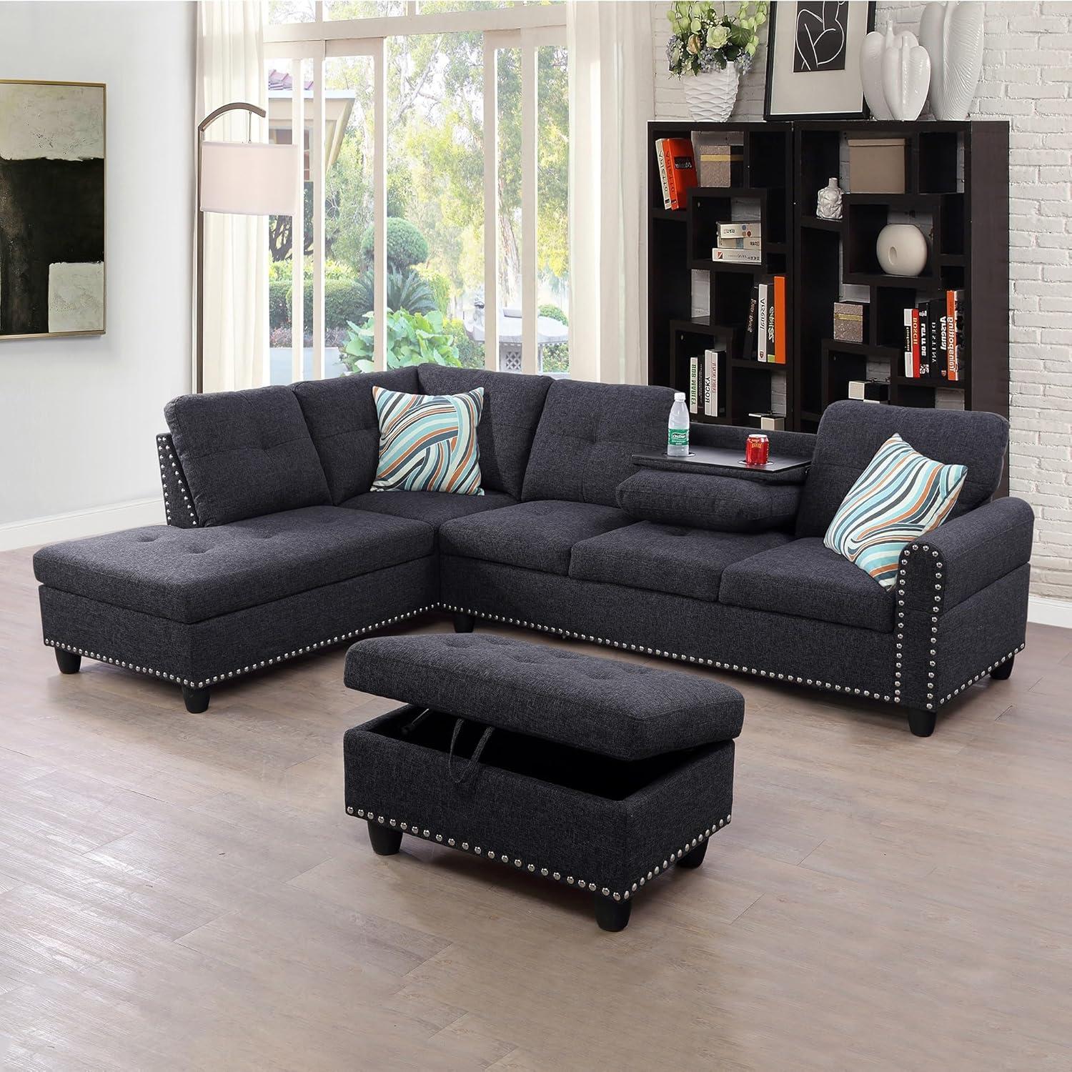 Our Take on ⁤the Modern Linen Sectional Sofa with Storage & ‌Cup​ Holders