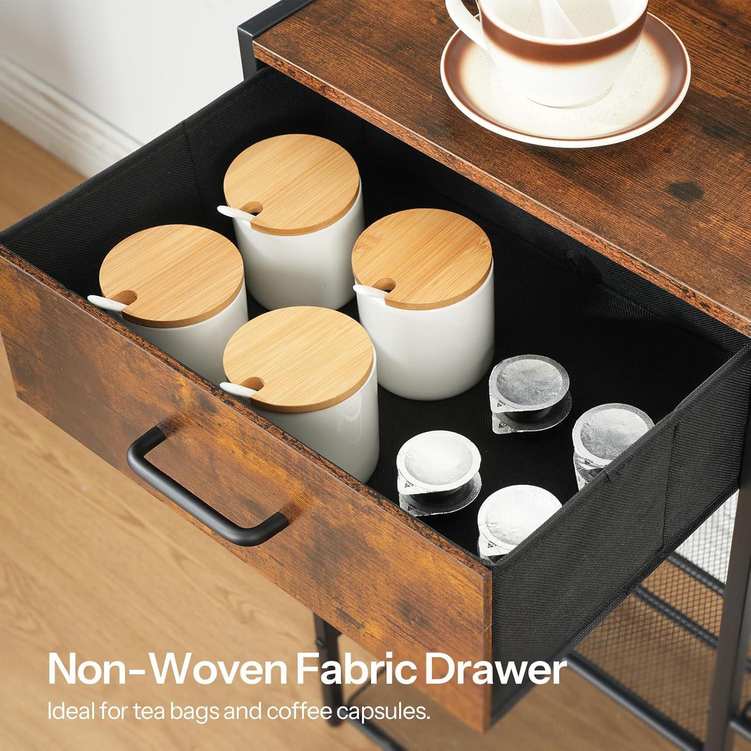 How We Organized Our Space with HOOBRO's Rustic Coffee Bar Cabinet