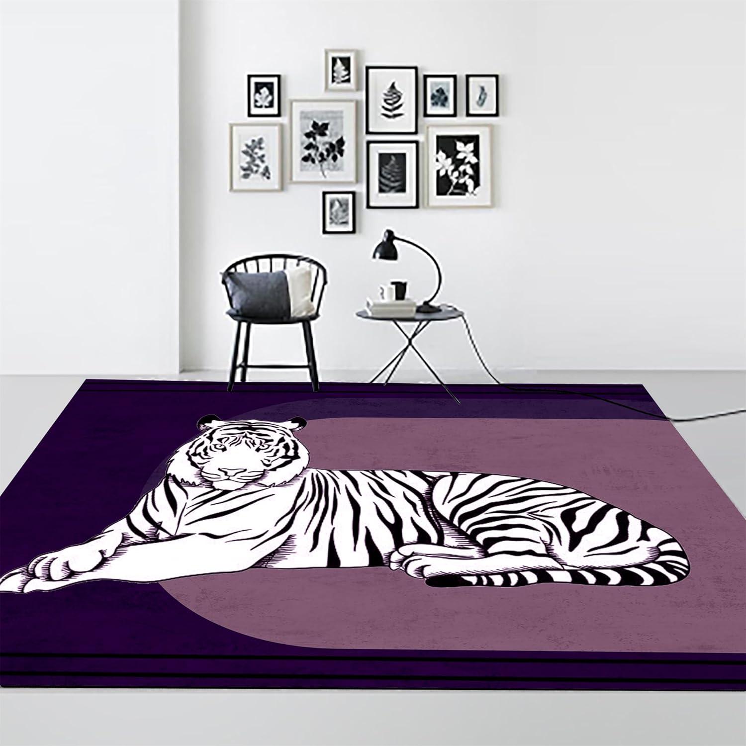 Our Take on ​the Mysterious Black & White Tiger⁣ Rug - Stylish & Stable