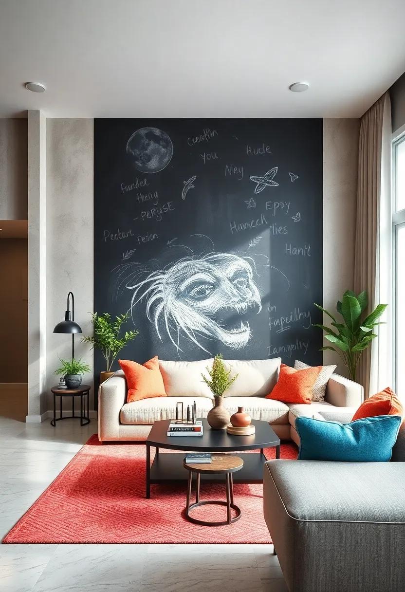 A chalkboard-inspired ​accent wall offers⁢ functional creativity,‍ inviting ⁤personalized⁢ art⁤ or​ messages alongside minimalist decor