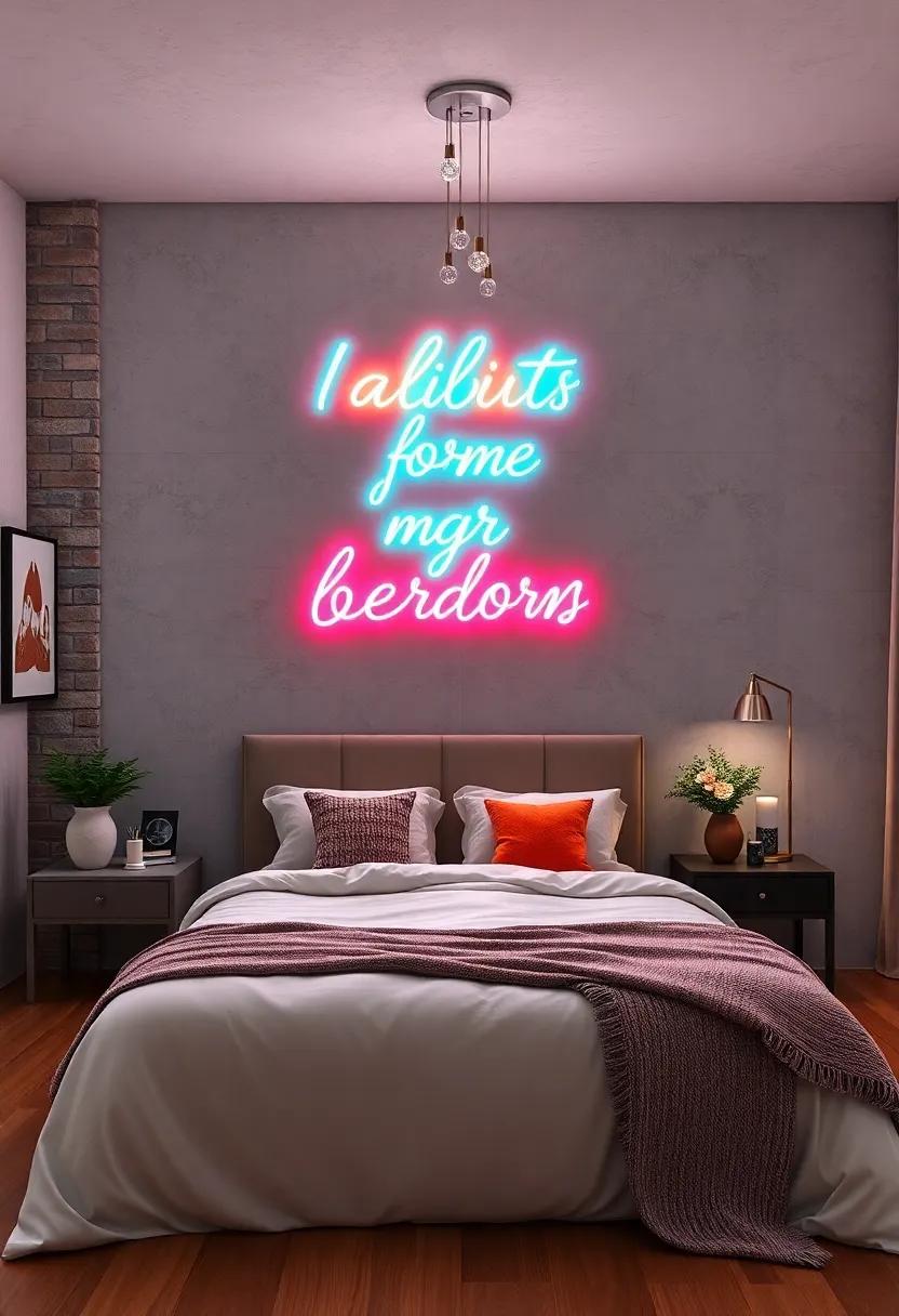 Bold Script ⁣Statements -​ Neon signs with motivational quotes or personal mantras instantly ‍energize your bedroom⁤ vibe