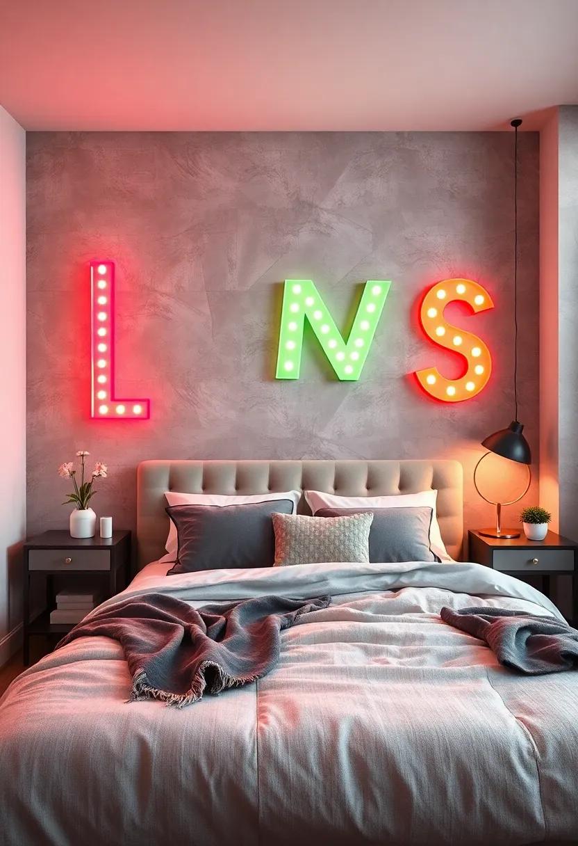 Vintage marquee Letters - Letters styled in marquee lights combine retro⁢ glam with modern neon