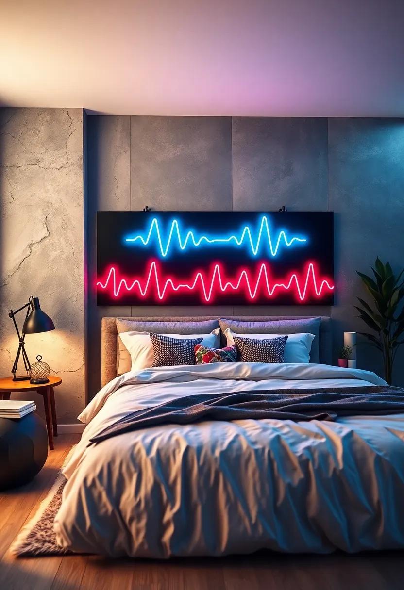 Neon Heartbeats -⁣ Designs⁤ mimicking EKG lines bring a subtle pulse of light and life ⁢to the room