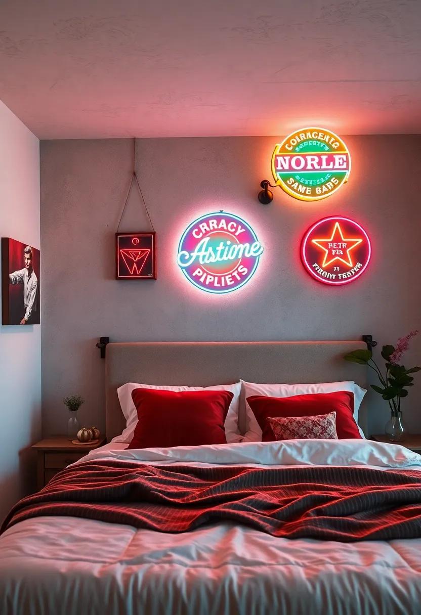 Retro Vibes -​ Classic neon signs inspired by vintage diner or bar logos bring nostalgic charm and warmth