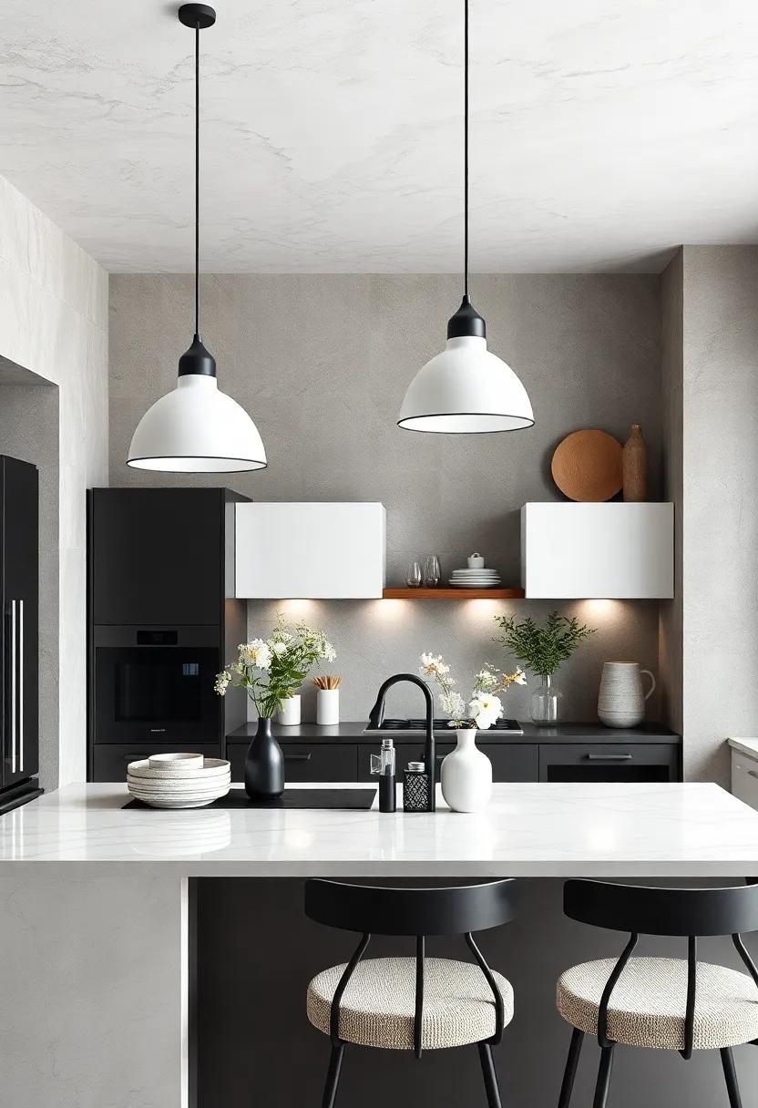 Minimalist White Pendant⁤ Lamps with Black Trim