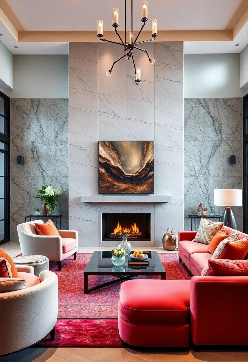Create a ⁢focal point ‍with ‍a grand fireplace, adorned with⁣ a minimalist modern or intricately detailed mantel