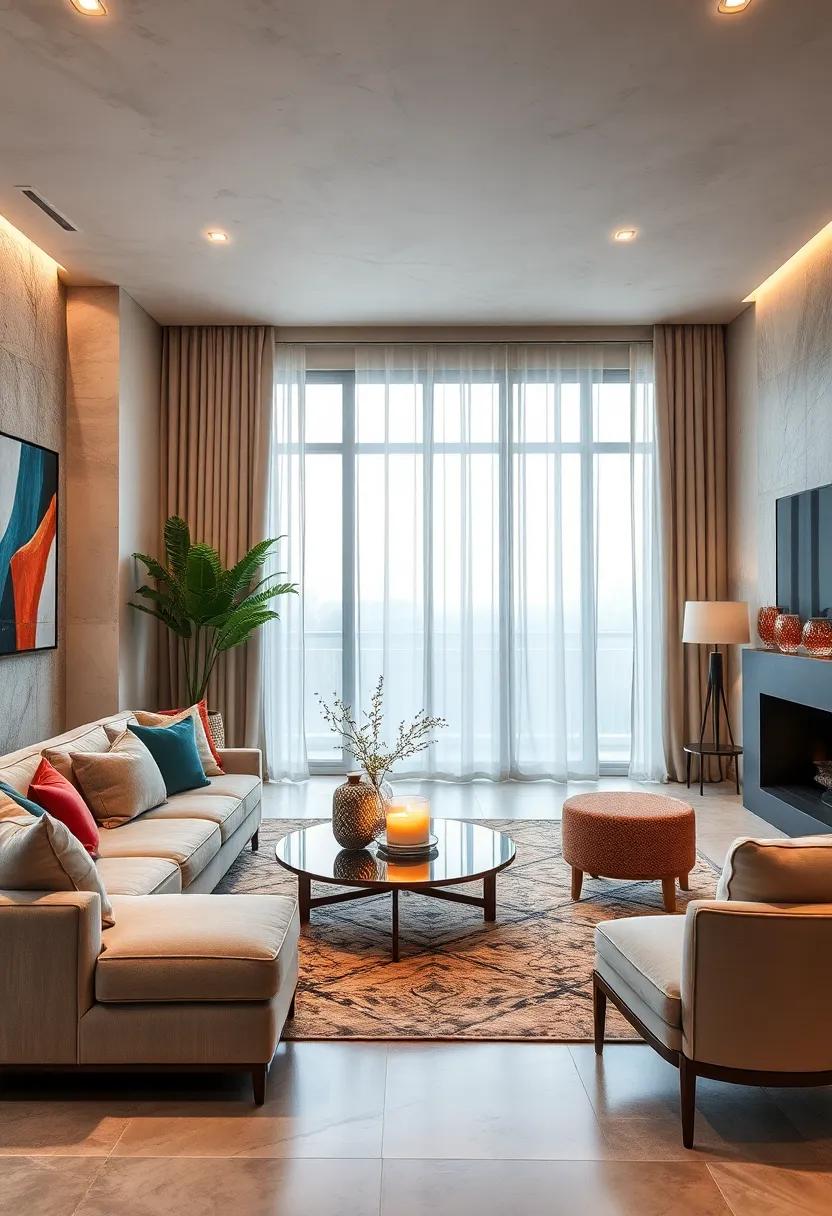 Incorporate statement lighting fixtures ​like crystal chandeliers or oversized pendant lamps for a touch of glamour