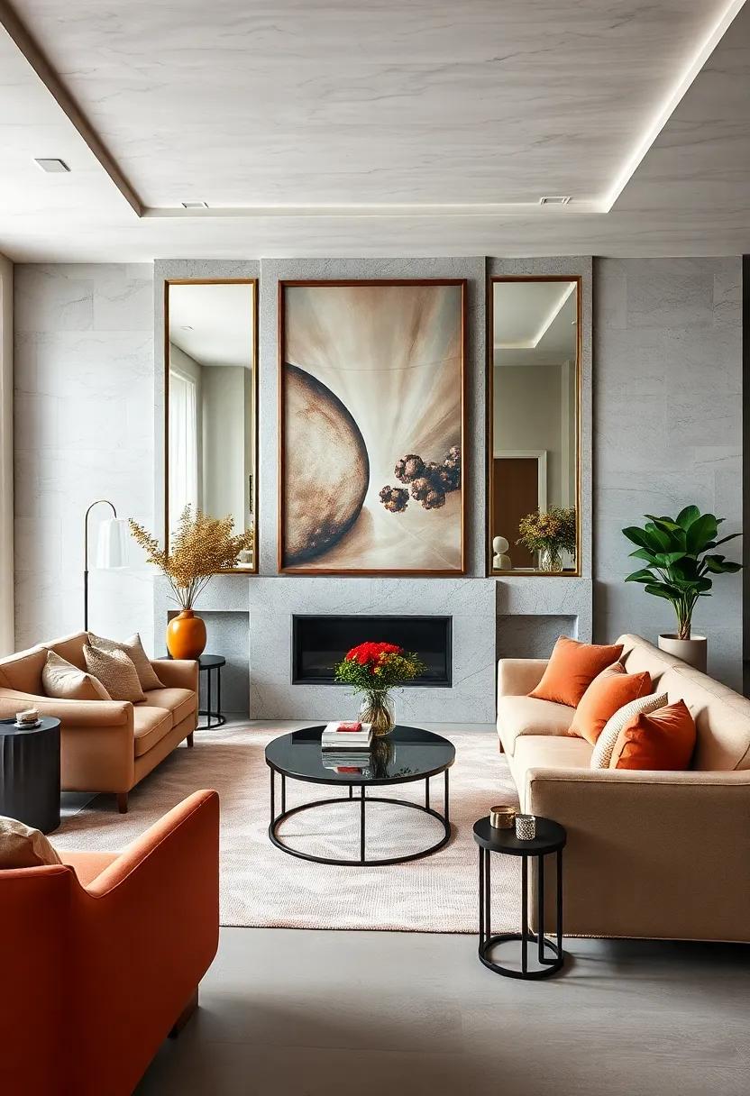 Use oversized mirrors to reflect light and visually expand your living room's⁤ space