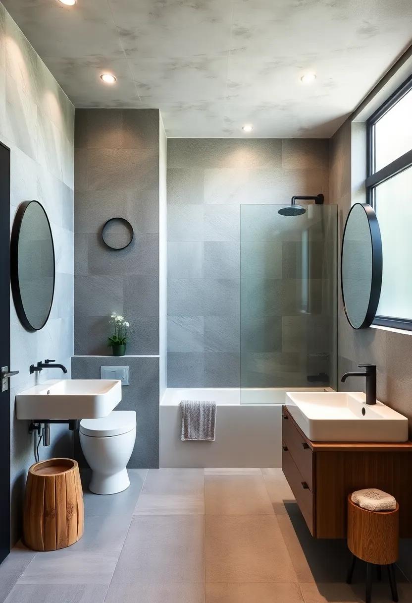 Rustic Charm: weathered ​wood and matte black hardware contrast contemporary fittings ⁢for a balanced look