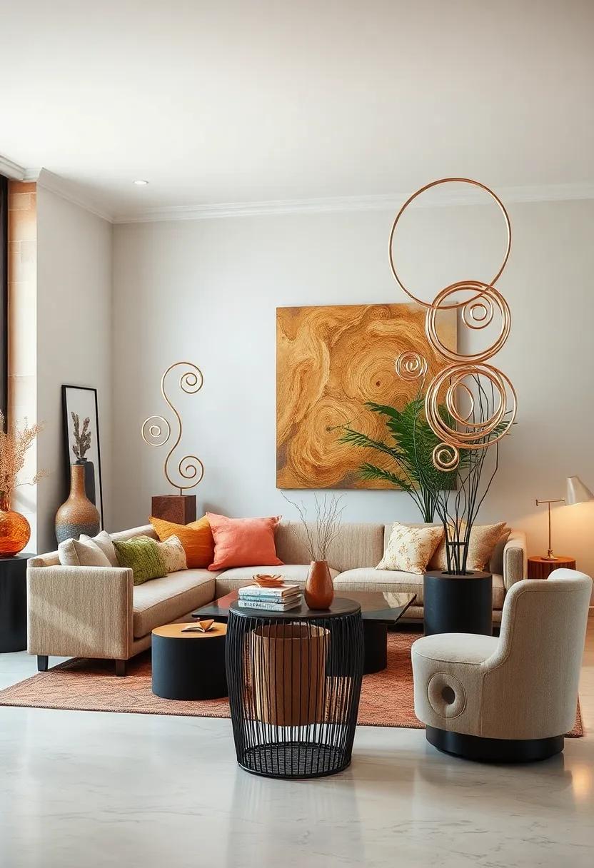 Metallic Spirals - Shiny, reflective ⁣spirals that‍ add a dynamic metallic touch⁣ to modern eclectic décor