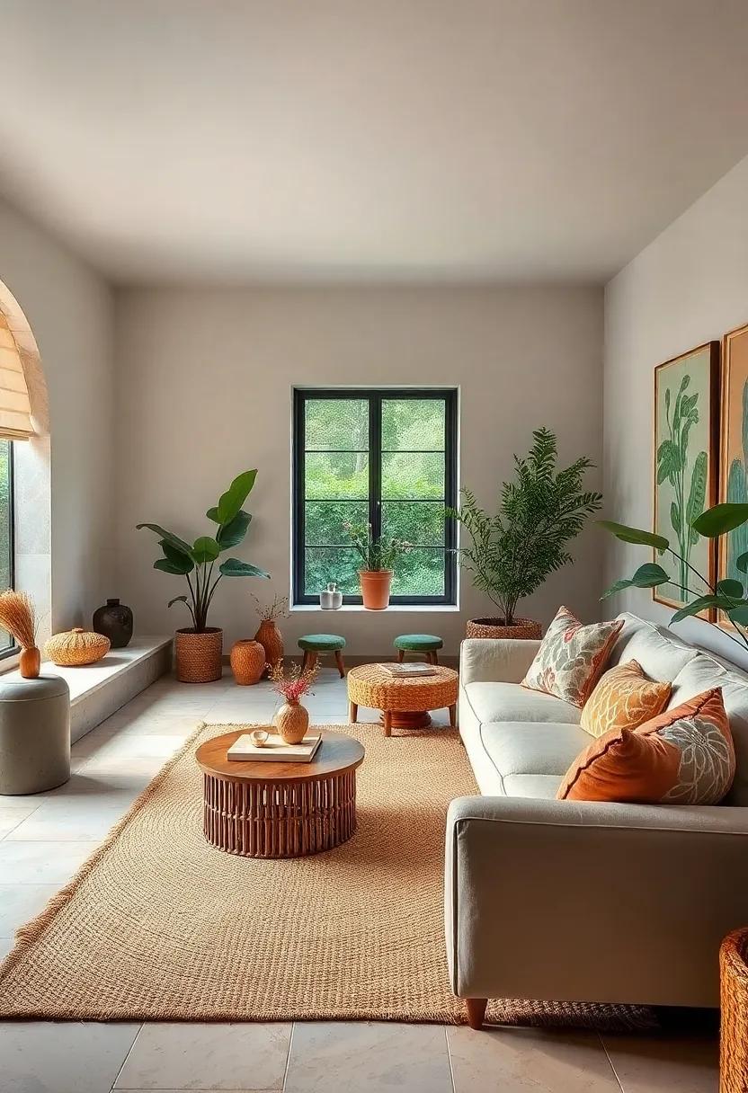 A⁤ garden room layered with‍ botanical prints and textured sisal rugs, bringing the outdoors inside in tactile harmony