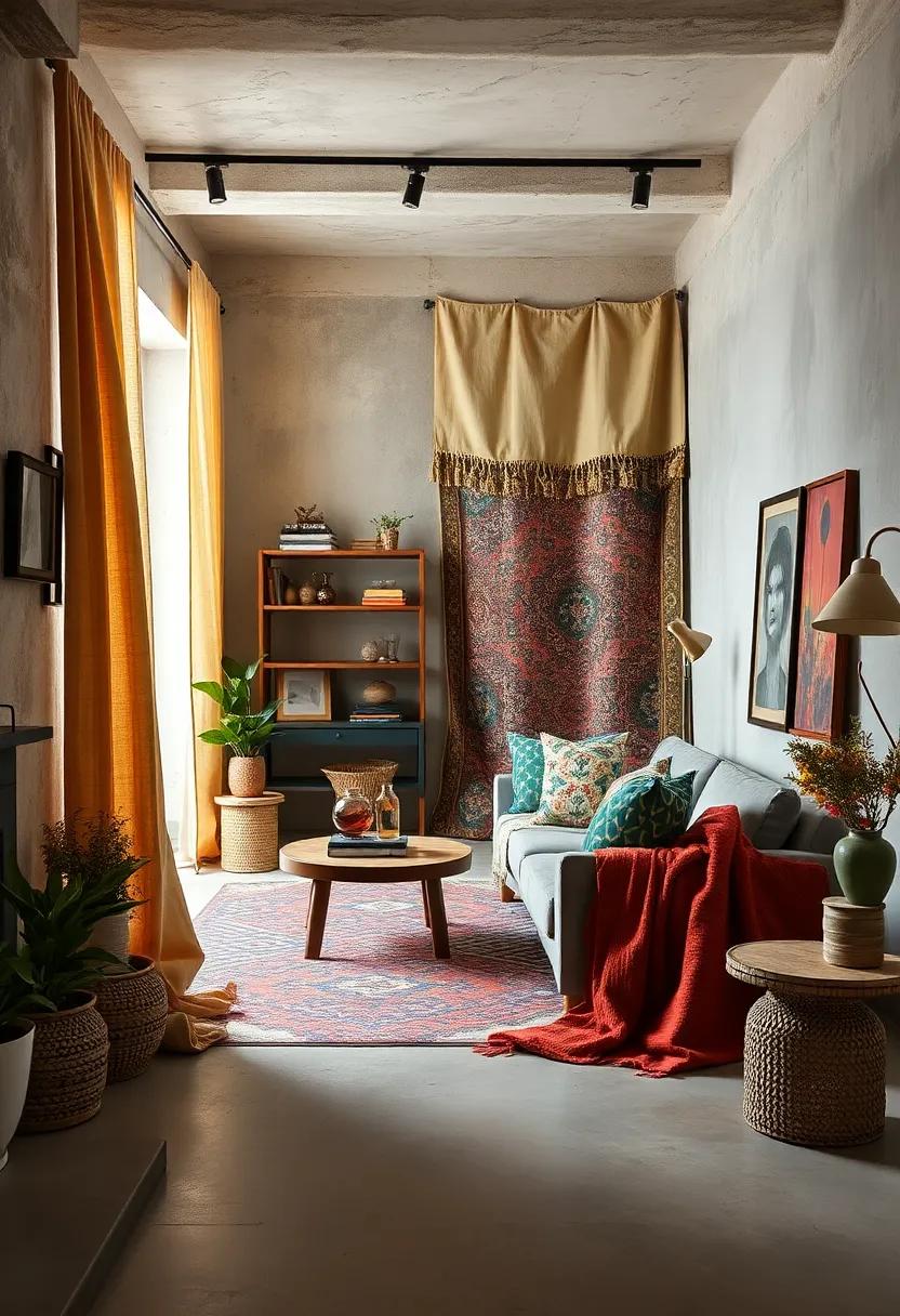 A⁣ creative​ studio draped in heavyweight tapestry fabrics and tasseled ‍throws, ⁢sparking imagination through‍ tactile richness