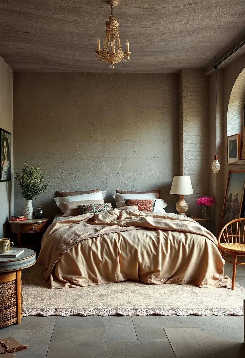 A vintage-inspired‍ bedroom ‍filled with silk bedspreads and‍ hand-crafted lace ⁤trims, evoking nostalgic creativity