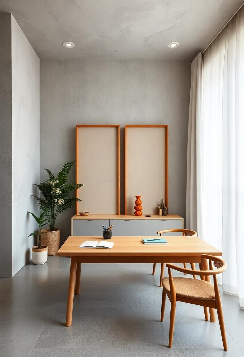 Featuring a simple pine desk ​and subtle ceramic accents,this⁤ office space ⁣uses ⁢Japanese-inspired⁢ screens to subtly divide zones without clutter