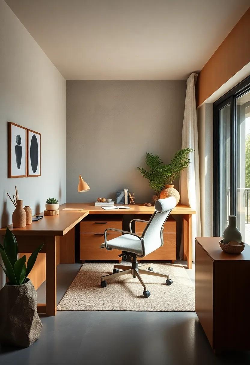 Featuring a​ minimalist pine desk paired with a cushioned ergonomic chair,⁤ this Japandi home office ⁢prioritizes comfort⁣ and simplicity for deep work