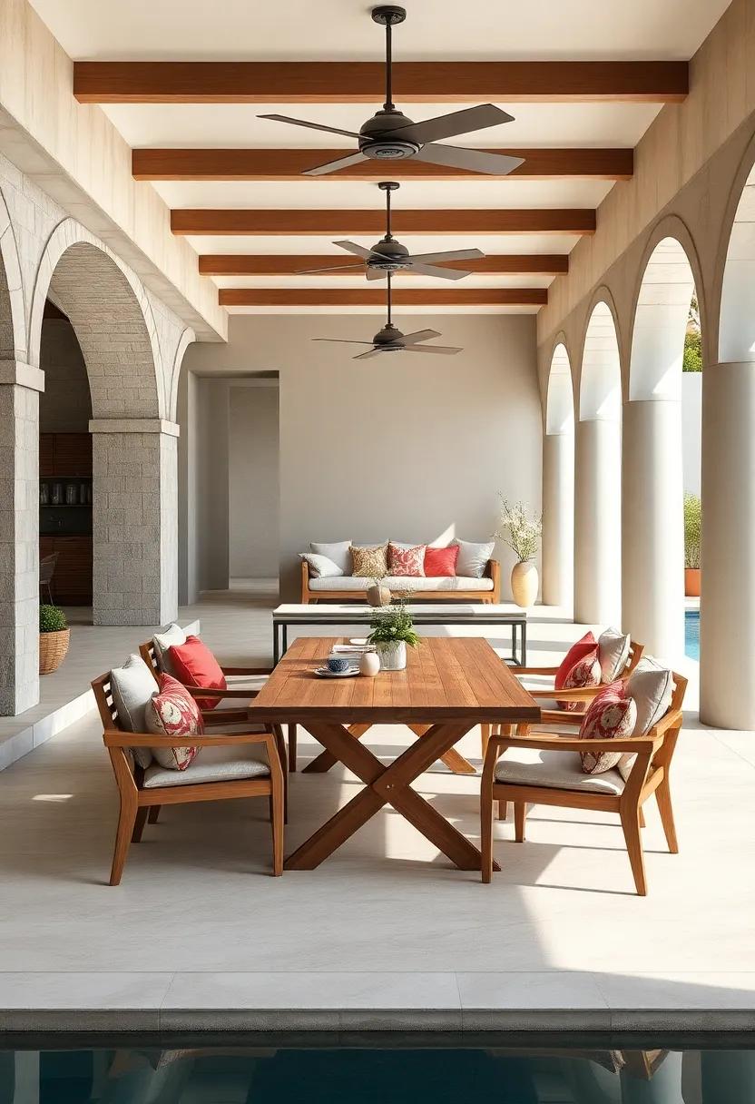 Lightweight, Stackable Acacia ⁢Wood Dining Sets for Poolside Meals