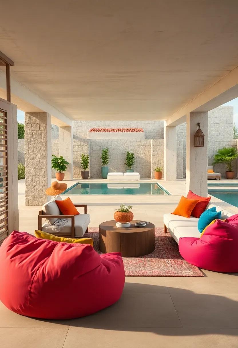Low-Slung Outdoor Bean Bags in Vibrant, Fade-Resistant Colors